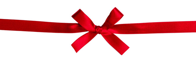 Red gift bow on white