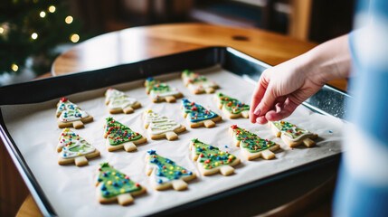 Holiday Baking Delight: Gingerbread Cookies on a Freshly Prepared Tray
In this festive scene, gingerbread cookies await their turn in the oven on a pristine baking tray.