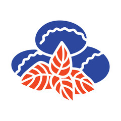 Mozzarella cheese with basil vector icon