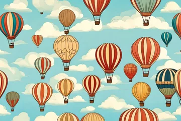 Door stickers Air balloon Vintage  air balloon flying in the blue sky