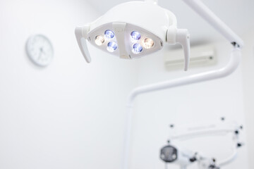 Modern dental practice. Dental clinic. Lighting in the surgical room. Equipment in dentistry. 