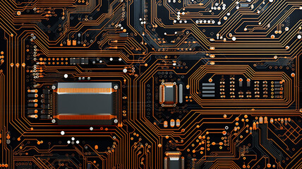 Circuit Board Abstraction' with an Abstract Technology Background. Detailed Circuitry Patterns