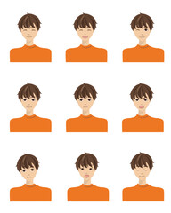 色々な表情をした男性のイラストセット1