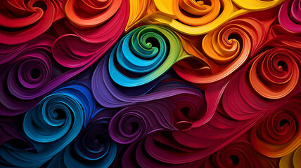 Whimsical Spirals and Curls in Vibrant Colors. 3D