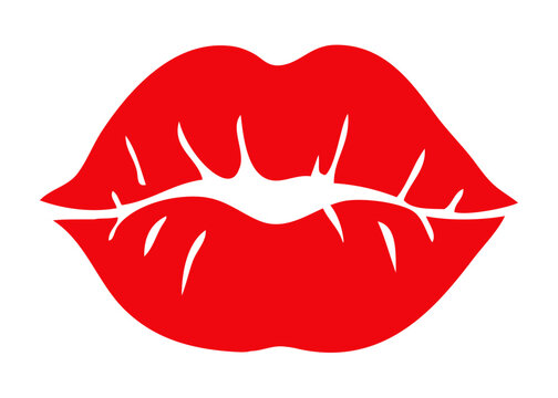 Logo con silueta de labios de mujer para su uso en invitaciones y tarjetas de San Valent&iacute;n
