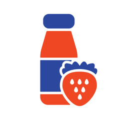 Yoghurt bottle with flavor strawberry vector icon