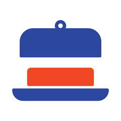 Butter in butter dish with open lid vector icon