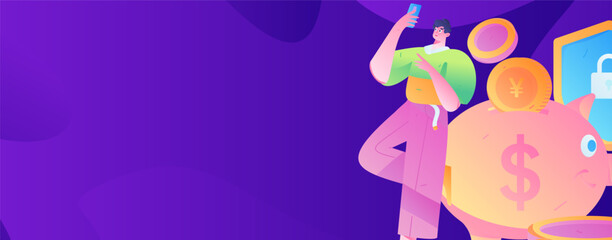 Internet financial management investment flat vector concept operation hand drawn illustration
