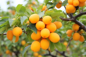 Vibrant apricot tree showcasing its magnificent abundance of ripe and succulent fruits