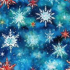Festive Snowflake Wrapping Paper Seamless Tileable Pattern Design.