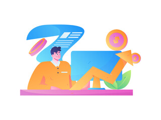 Internet financial management investment flat vector concept operation hand drawn illustration
