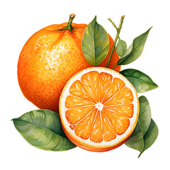 Orange, Fruits, Watercolor illustrations - obrazy, fototapety, plakaty