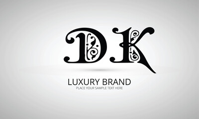 DK: initials monogram letter text alphabet logo design