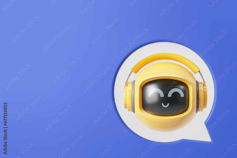 Poster ai robot virtual assistant inside speech bubble