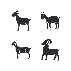 goat silhouettes set icon vector illustration - obrazy, fototapety, plakaty