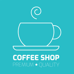 Simple coffee shop logo. Line icon with cup of coffee