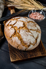 A loaf of fresh country bread.