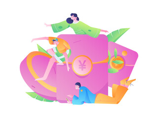 Internet financial management investment flat vector concept operation hand drawn illustration
