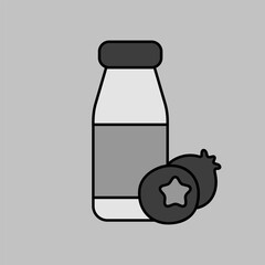 Yoghurt bottle with flavor blueberry vector icon