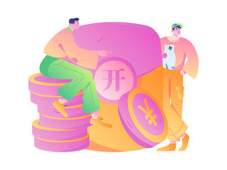 Internet financial management investment flat vector concept operation hand drawn illustration
