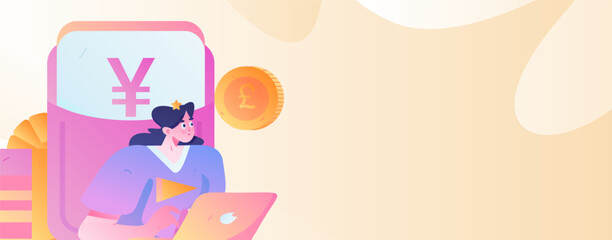 Internet financial management investment flat vector concept operation hand drawn illustration
