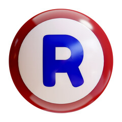 ビンゴボールに書かれたアルファベット　R