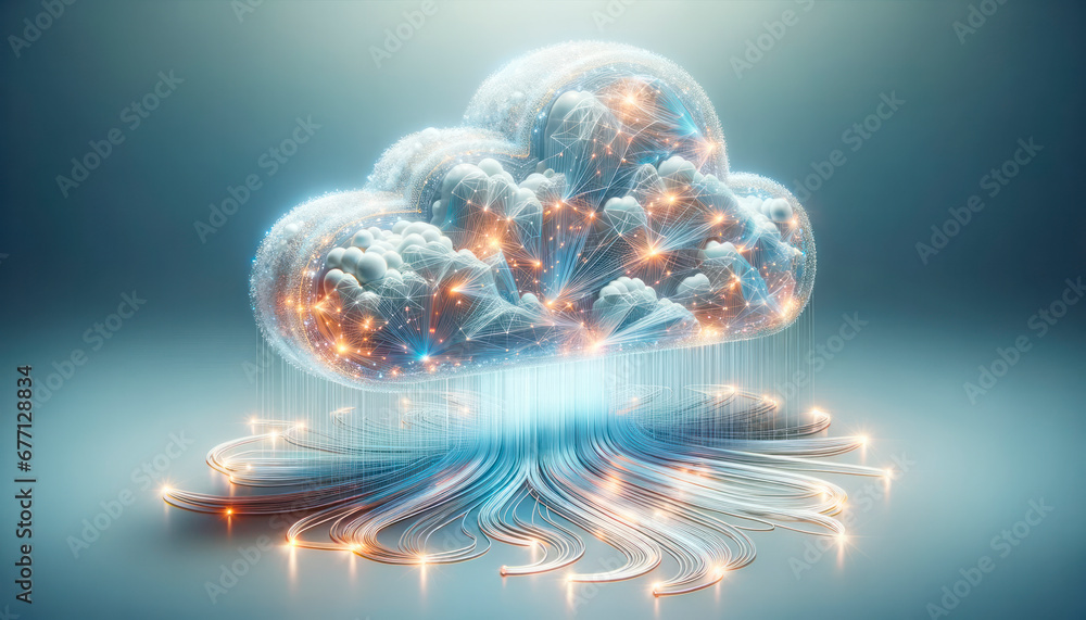 Poster Cloud computing technology concept. Generative AI