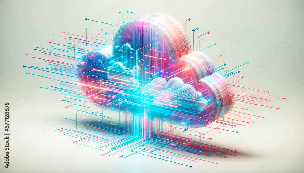 Poster technology and cloud storage concept. generative ai