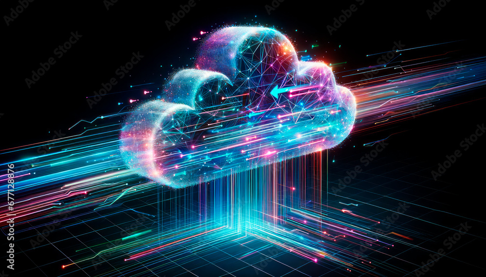 Poster Abstract cloud computing technology concept. Generative AI