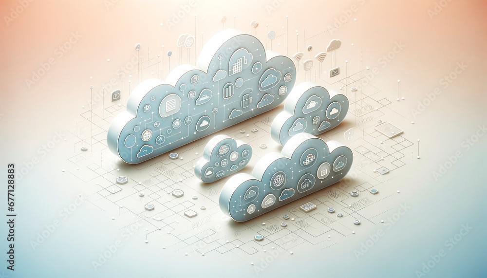 Poster Cloud computing technology concept. Generative AI