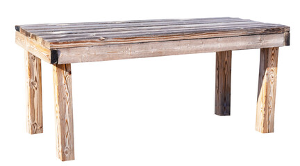 the wooden table on white