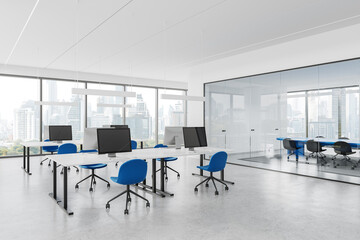 White open space office and board room corner