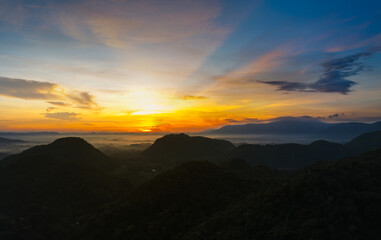 Colorful of clouds and blue sky with sun set for nature textured background