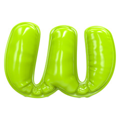 W Green Small Font Balloon 3D Rendering