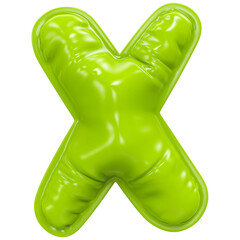 X Green Font Balloon 3D Rendering