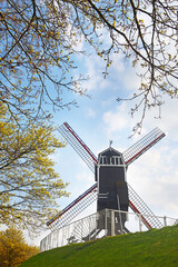 Fototapeta premium Bruges, Belgium, the Sint Janshuis windmill