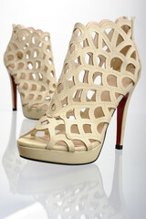 Pair of light summer women's shoes, isolated on white background