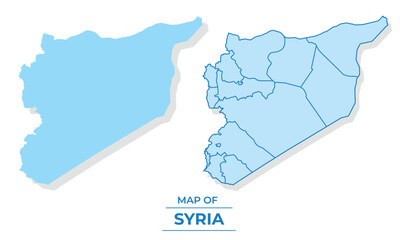 Vector Syria map set simple flat and outline style illustration