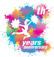 Logo design for cheerleader years anniversary. Vector illustration.
