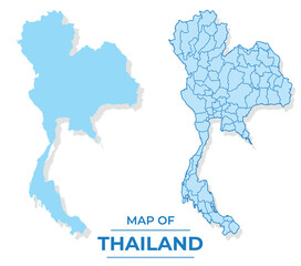 Vector thailand map set simple flat and outline style illustration