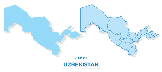 Vector Uzbekistan map set simple flat and outline style illustration