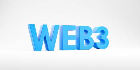 Web 3 letters on white background, next generation of internet