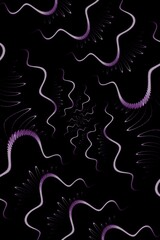 random wavy worm lines on black background