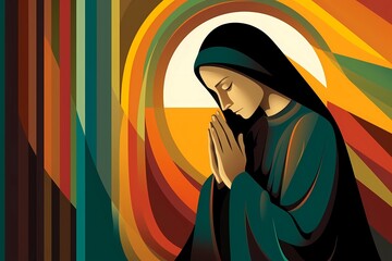 nuns, illustrations of monastic life in the church, religious painting