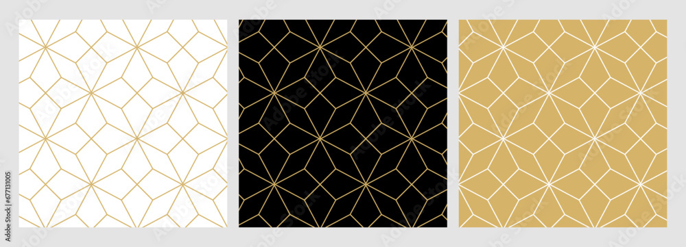 Aufkleber christmas pattern seamless star and triangle abstract backgrounds set. collection of holiday design 