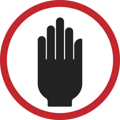 Isolated red black round sign Hand for Authorized Personnel Only, Do not enter sign, No trespassing, Prohibit people from passing, Staff Only, Stop