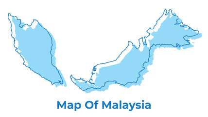 Obraz premium Malaysia simple outline map vector illustration