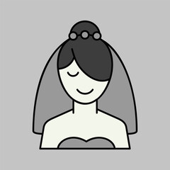 Bride isolated design vector grayscale icon
