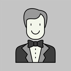 Groom, bridegroom, fiance man in costume icon
