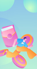 Internet financial management investment flat vector concept operation hand drawn illustration
